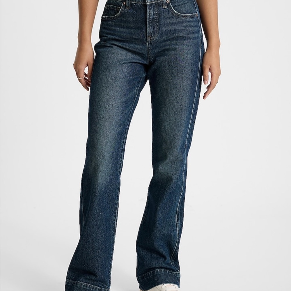 Express Blue Boot Cut Jeans with Subtle Fading